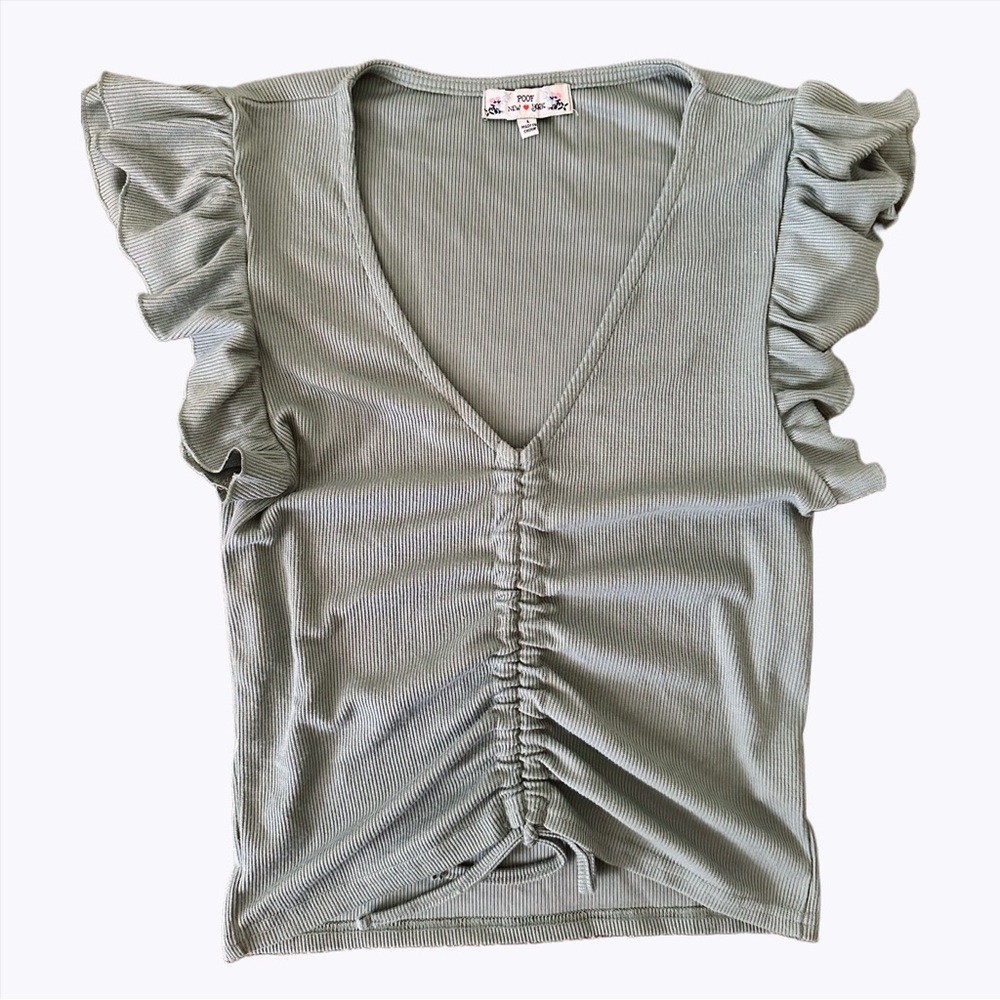 Ribbed Ruffle Top - Picture 1 of 4